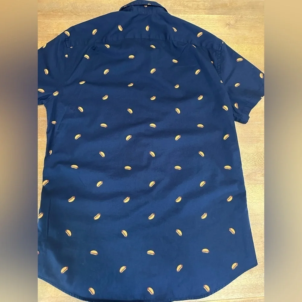 J Crew Flex Washed Button Down Shirt With Hot Dog Print Small